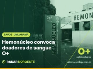 Hemonúcleo de Umuarama convoca doadores de sangue O positivo