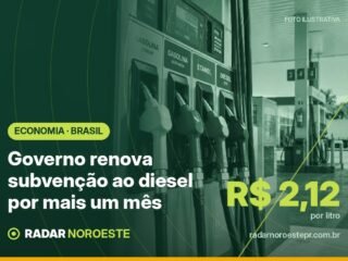 Governo federal renova subvenção de R$ 2,12 por litro ao diesel