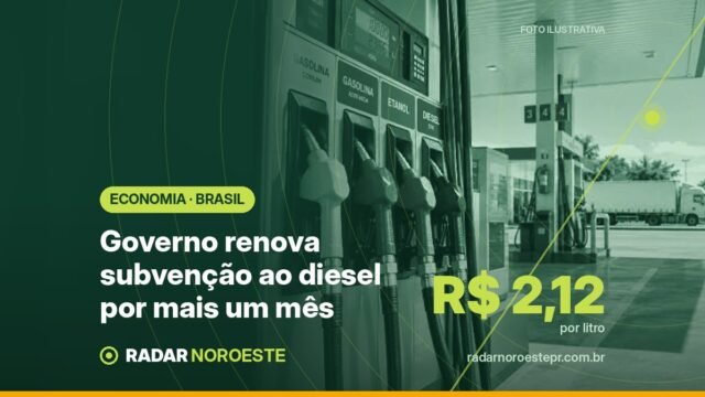 Governo federal renova subvenção de R$ 2,12 por litro ao diesel